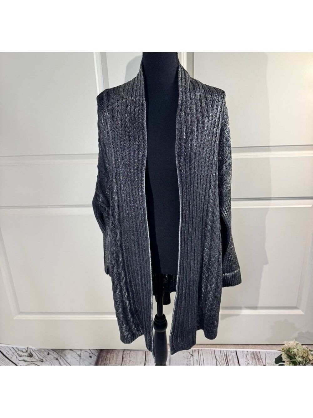Avant Toi Open-Front Wool/Cashmere Cardigan - Charcoal Gray XS